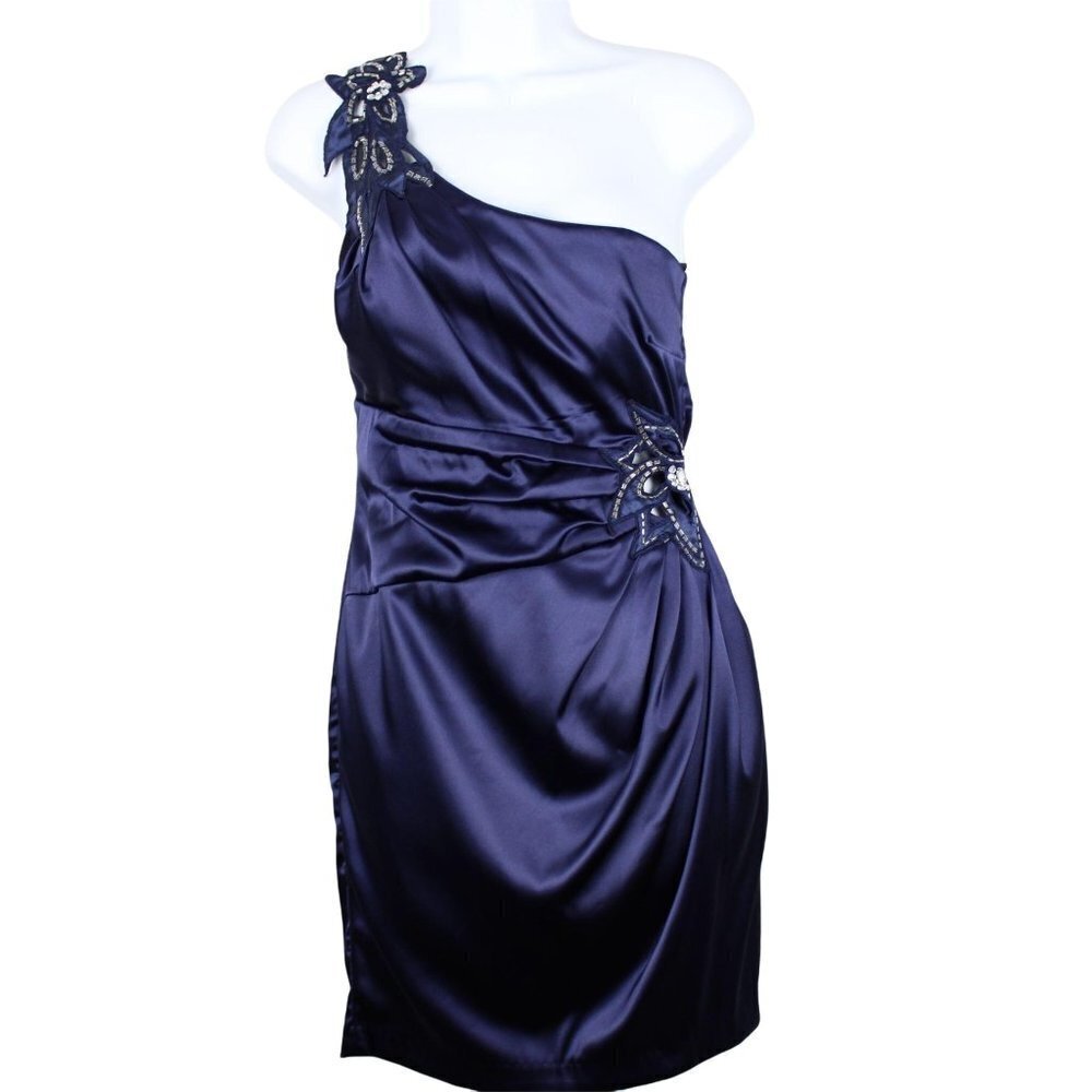 Jodi Kristopher Navy one strap formal party Dress size 3 Juniors